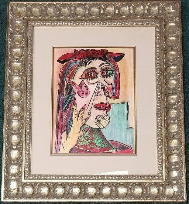 Pablo Picasso Mixed Media Women Cubism Spanish: PABLO PICASSO PORTRAIT//MIXED MEDIA ON PAPER.DIMENSIONS: 15\\\" X 11" \\\" .PRIVATE COLLECTION. Attributed to: Pablo Ruiz y Picasso, also known as Pablo Picasso (25 October 1881-8 April 1973), was a S