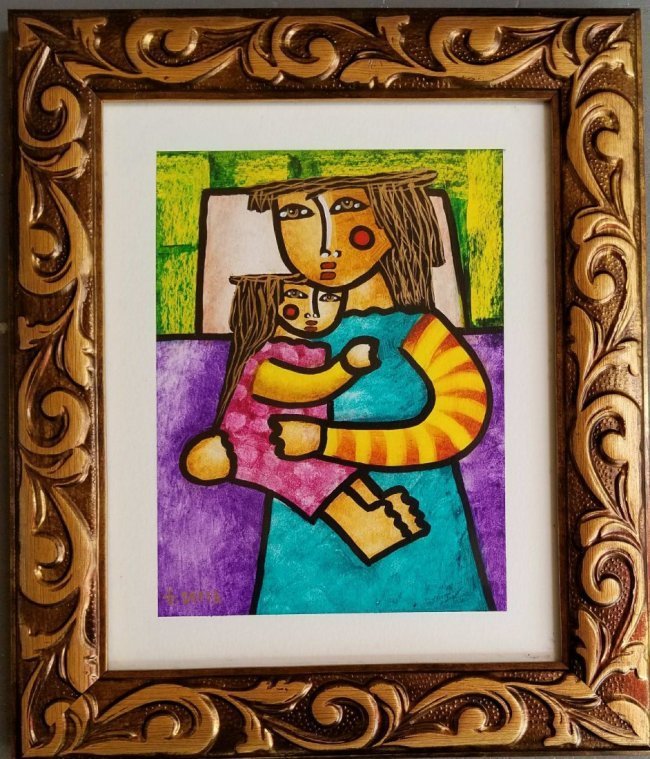 Latin American Art G.Sierra Naive Naif Drawing COA (1 of 4)