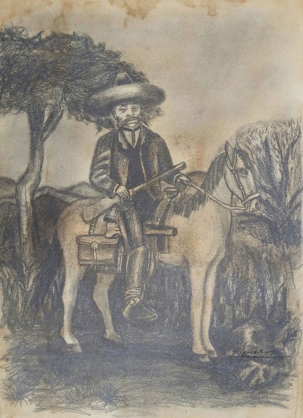 David Alfaro Siqueiros Mexican Art Drawing (1896-1974) (1 of 2)