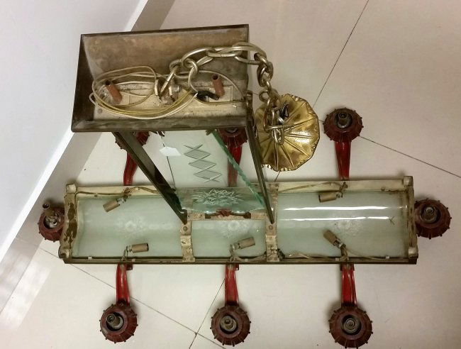 1930'S FRENCH ART DECO LAMP LIGHTING FIXTURE FRANCE (1 of 4)