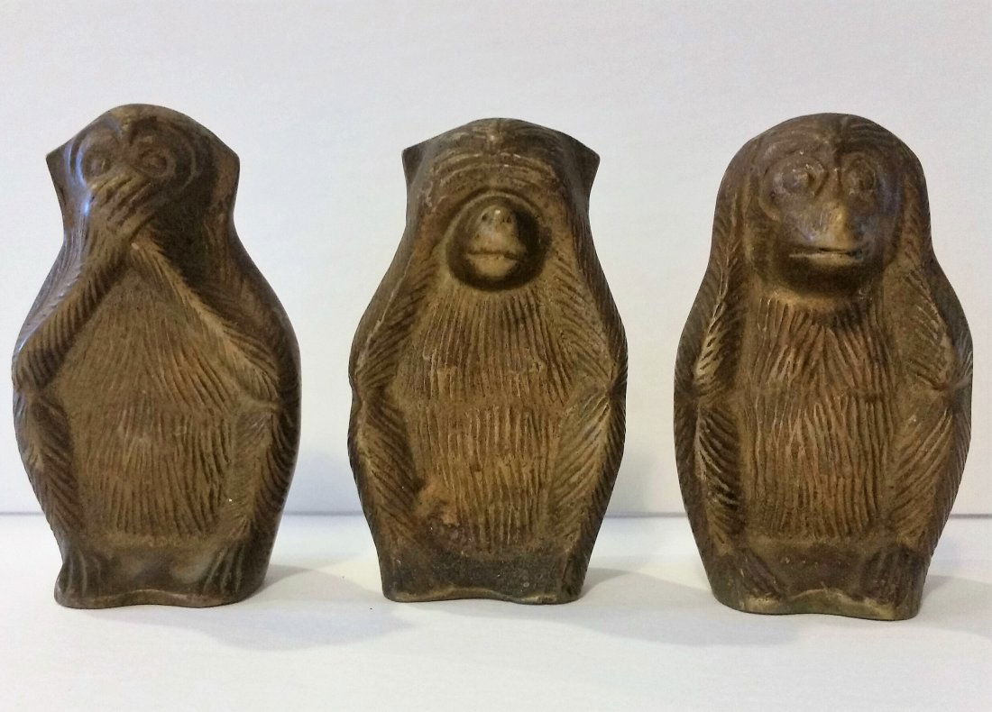 3 Monkeys Bronze Lucky  Sculpture Three wise (1 of 4)