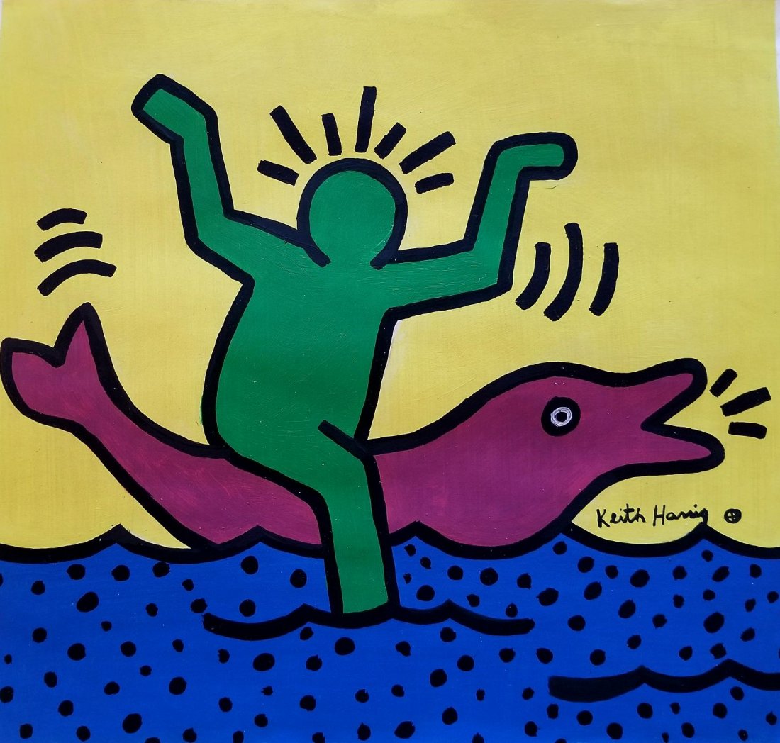 Keith Haring Mixed Media on Board, (1958-1990) (1 of 1)