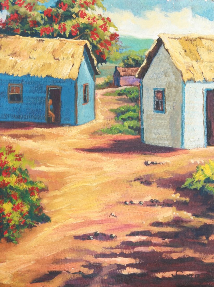 IVAN ORTIZ LANDSCAPE CARIBBEAN LATIN AMERICAN ART: IVAN ORTIZ (DOMINICAN REPUBLIC )16" X 12"MIXED MEDIA ON CANVAS ,STUDIED IN DOMINCIAN REPUBLIC BELLAS ARTES, AND Karlsruhe GERMANY, HIS PAINTINGS FORM PART OF MANY PRIVATE AND PUBLIC COLLECTIONS AROUND