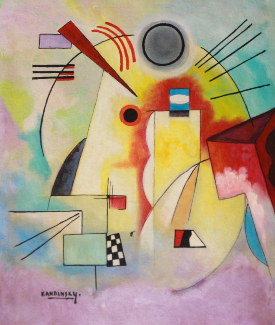 Wassily KANDINSKY RUSSIAN (Attrib 1866-1944): WASSILY KANDINSKY RUSSIAN (1866-1944)MIXED MEDIA ON CANVAS ,PRIVATE COLLECTION FL.PROVENANCE PAPERWORK.14 1/2 " X 12 1/2"Wassily Wassilyevich Kandinsky (/kænˈdɪnski/; Russian: Ва