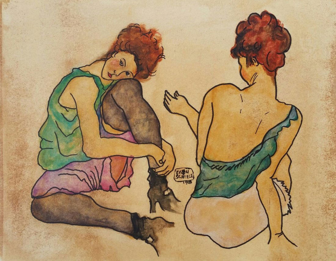 Egon Schiele Austrian Women Mixed Media (1890-1918) (1 of 2)