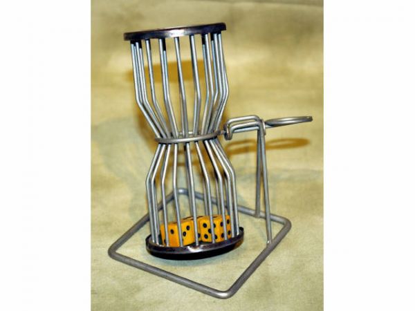 Miniature Chuck A Luck & Old Brass Gambling Spinn: Table top miniature Chuck A Luck & Old Brass Gambling Spinner Marked O-Boy. Sold as A Pair Both One Money.