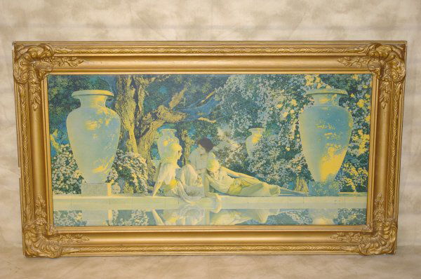 Maxfield Parrish Garden of Allah 1918: Maxfield Parrish Print Garden Of Allah - C A Crane Cleveland . Dated 1918 - New York Stamp In Left Corner. In Gold Frame Not Original To Print. 29.5" x 14.5"