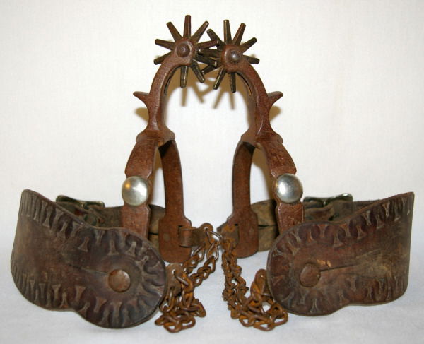 Buermann Spurs With Jerry Dyer Marked Straps: Pair Buermann Spurs With Jerry Dyer Maker Marked Straps.