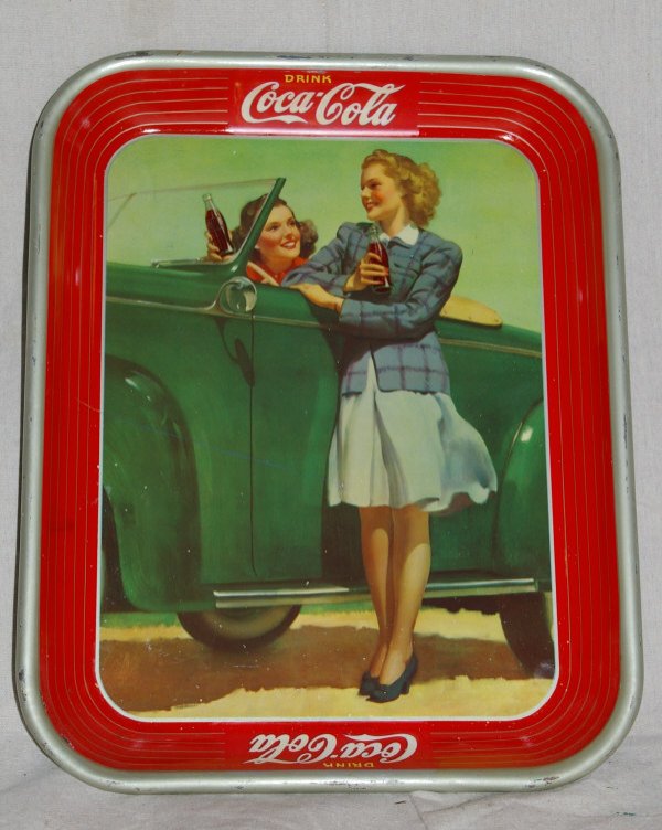 108 1942 Coca Cola Advertising Tray Of Ladies By Car