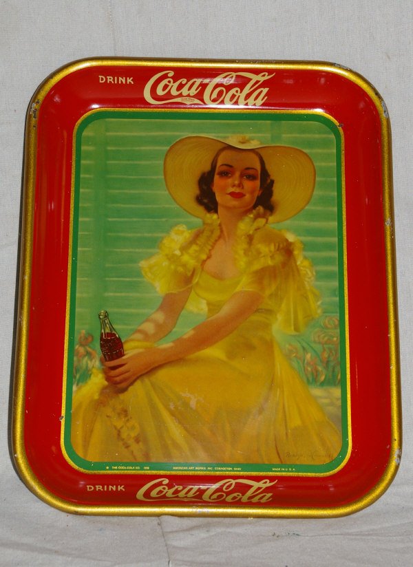 552 1938 Coca Cola Advertising Tray Of Lady In Dress