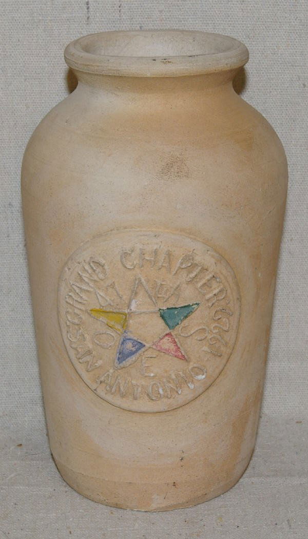 1020 Meyer Pottery Masonic Vase San Antonio Texas