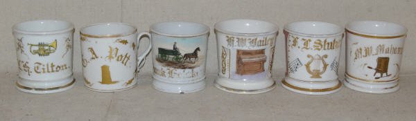 Six Occupational Shaving Mugs Coal Wagon