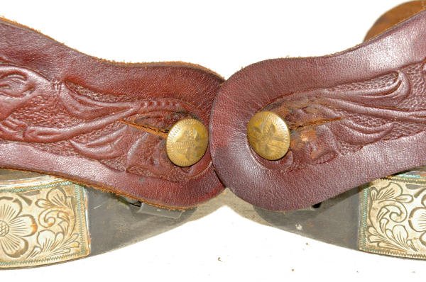 Decorative Spurs With Floral Engraved Overlay - 4