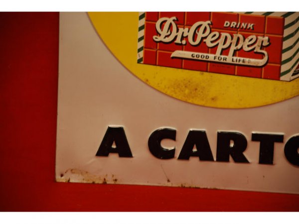 1940s Tin Dr Pepper Take Home A Carton Sign - 7