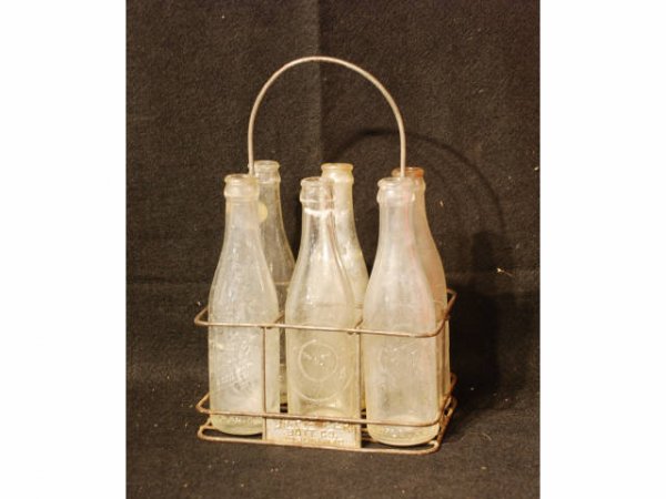 Vintage Dr Pepper Metal Bottle Carrier & Bottles - 4