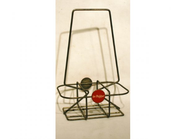 Rare Dr Pepper Bottle Carrier Button Logo: Rare Vintage Dr Pepper Metal 6 Pack Bottle Carrier With Button Logo. Measures 8" wide x 12" tall.