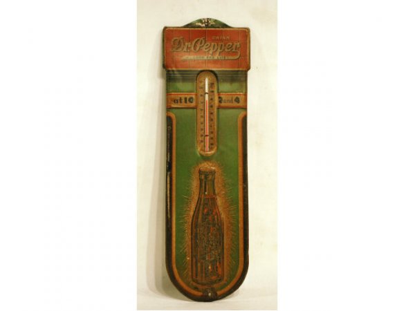 Early Dr Pepper Starburst Bottle Thermometer: Vintage 1930's Dr Pepper Advertising Starburst Bottle Thermometer. Measures 17.25" Tall 5.5" Wide.