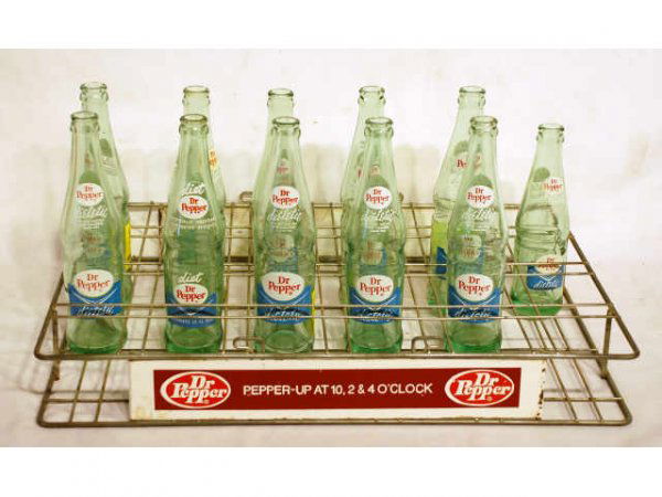 11 Dietetic Dr Pepper Bottles In Carrier: 11 Vintage Dietetic & Diet Dr Pepper Bottles in a Dr Pepper Carrier