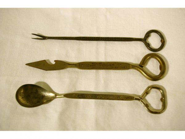 3 Dr Pepper Soda Fountain Bottle Openers: 3 Vintage Dr Pepper Bottle Opener//Utensils. Marked "Dr Pepper Bottling Co., Vaughan, Chicago", "Dr Pepper Good For Life", and "Dr. Pepper Bottling Co. / Drink Dr. Pepper In Bottles".