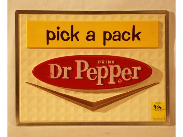 1960's Dr Pepper Cheveron Bottle Rack Topper: 1960's Dr Pepper Chevron Bottle Rack Topper. Measures 16" x 12".