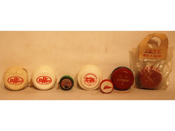 Lot of 7 Vintage Dr Pepper Advertising Yo-Yo's