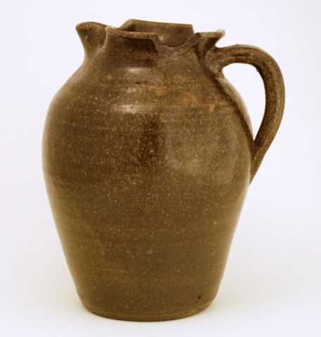 Lanier Meaders Southern Pottery Stoneware Pitcher: Lanier Meaders Southern Pottery Stoneware Pitcher. Signed on bottom, chips to rim. Measures 10" Tall.