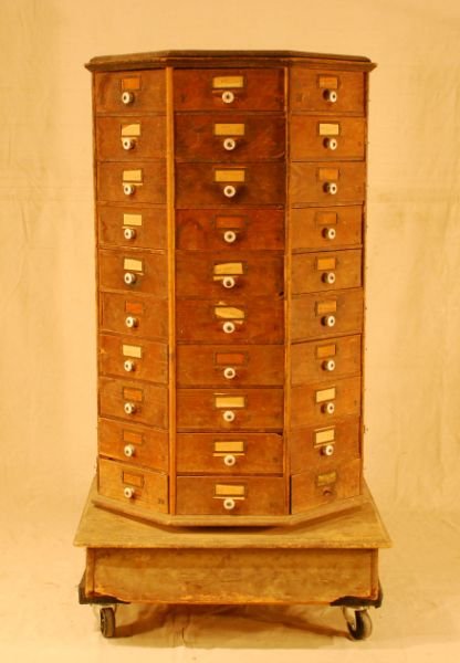 Antique Country Store Revolving Bolt Bin: Antique Country Store Revolving Bolt Bin.