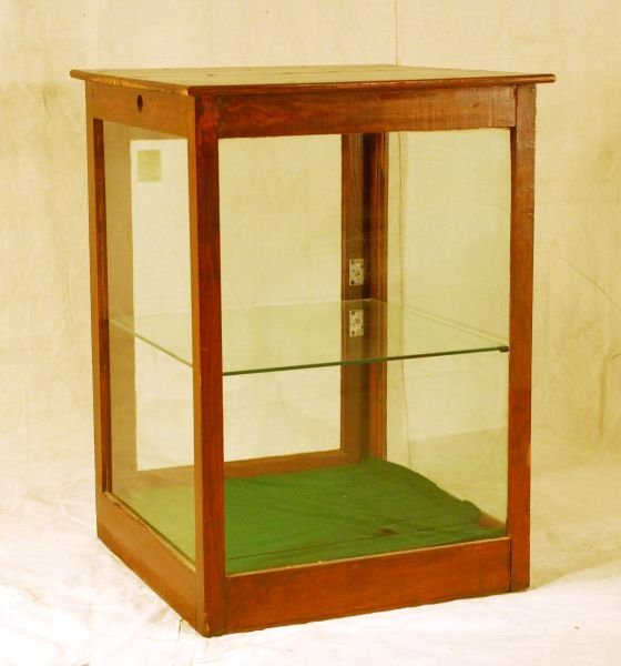 Country Store Countertop Display Case: One glass shelf. Measures 21-1/2" W x 21-1/2" D x 30" H.