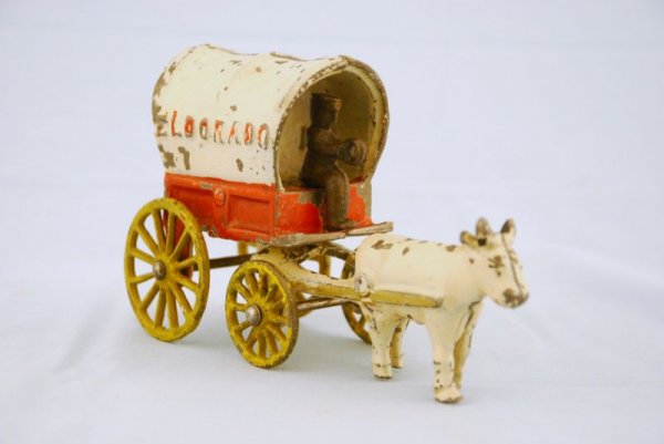 A C Williams "Klondike / El Dorado" Ox-Drawn Wagon: A C Williams "Klondike / El Dorado" Ox-Drawn Wagon Cast Iron Toy. Measures 5-3/4" L.