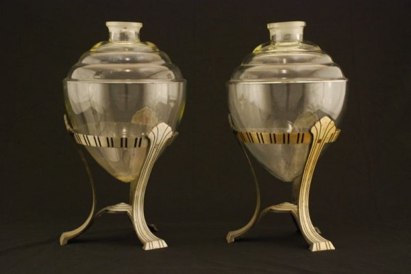 Pair Apothecary / Pharmacy Show Globes in Stands