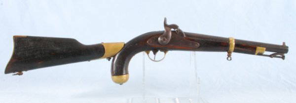 US Marked Percussion Pistol with Rifle Stock: Percussion Pistol with Rifle Stock Matched Set Removable Rifle Stock. "U S " Marked on side.