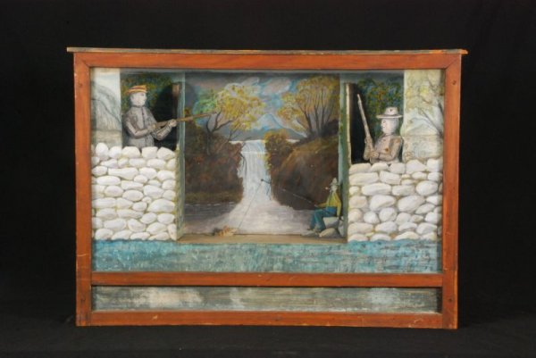 Antique Outdoors Scene Diorama: Not tested. Diorama, Measures 19" X 27"