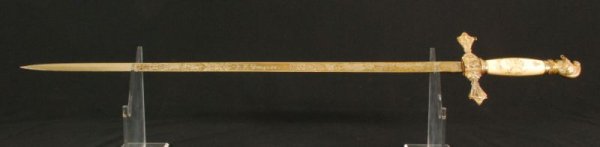 McLilley Ivory Handled Fraternal Sword: McLilley & Co, Columbus, Ohio . Orntely engraved. Ivory handled Fraternal Sword.