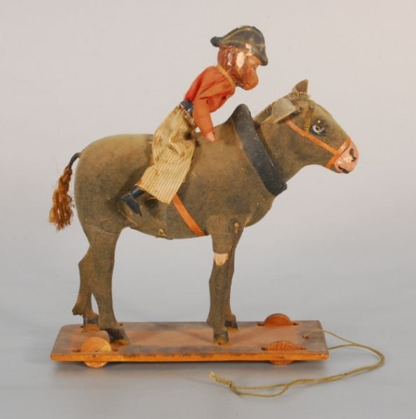 Monkey On Pony Bobble Head Pull Toy: Measures 9" X 8" (P978.101.462A)