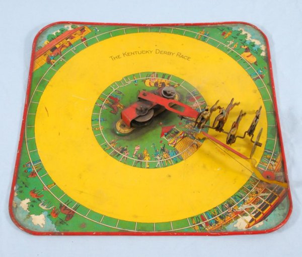 Kentucky Derby Wind Up Tin Horse Racing Toy: Measures 13 1/2" X 13 1/2" (P978.101.521)