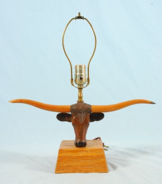 697 A. Brandt Ranch Oak Texas Longhorn Lamp