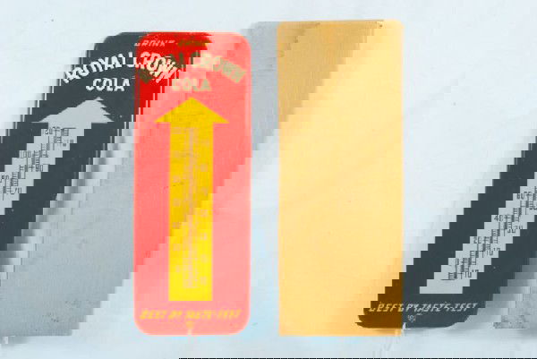 RC Cola Advertising Thermometer NOS: With original box. Measures 25-1/2 L x 10" W."