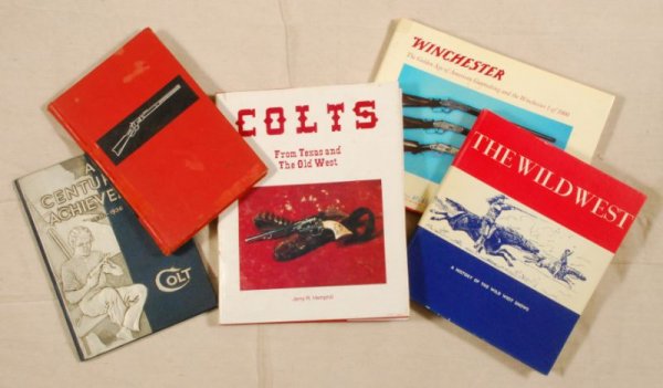 5 Vintage Winchester & Colt Firearms Books: Collection of 5 Western & Firearms Books Includes: R.L. Wilson Winchester The Golden Age HC, Signed By Author, 144 Pages, 1983. "The First Winchester Hardback Book By John E. Parsons Published, 1955, 