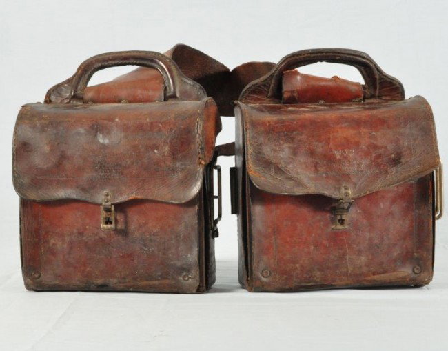 Doctor's Saddlebags: Marked Marshall" on Top Flap. Measures approx. 9" W x 11" H."