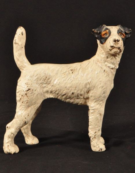 Hubley Cast Iron Terrier Doorstop: Measures 8 W x 8-1/4" H."