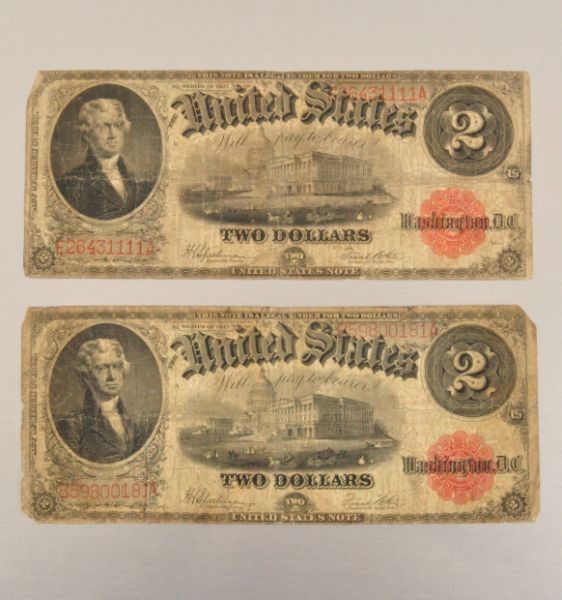 2 $2 Dollar Bills 1917: 2 $2 Dollar Bills 1917