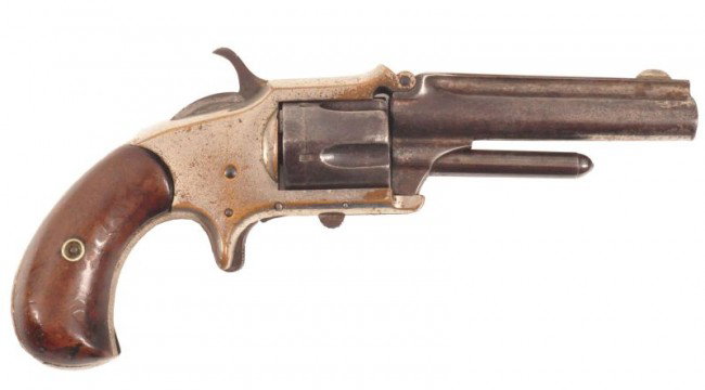 Deringer Revolver: Deringer SA Revolver. All original condition. Traces of original nickel finish. Working. Shows heavy use. Serial # 408