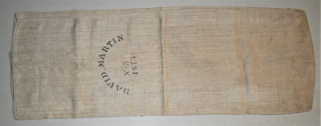 1875 Burlap Fire Bag for David Martin No. 5: 1875 Burlap Fire Bag Personalized for David Martin No. 5. In the event of a fire these were used to gather valuables and they would be easily identified. Excellent overall condition. 22 X 60 inches.