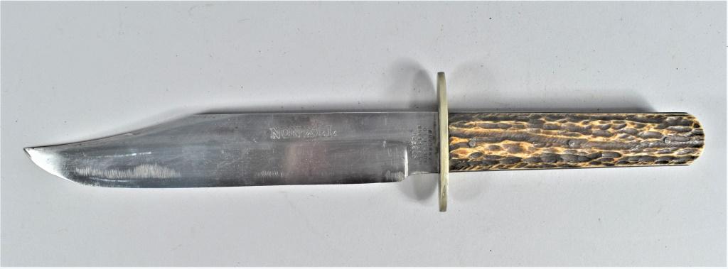 Antique Joseph Allen & Sons Sheffield Stag Handle Hunting Knife: Joseph Allen & Sons Sheffield England Stag Handle Hunting Knife. Blade etched NON-XLL. 6 3/4 inch blade, 10 3/4 inches overall.