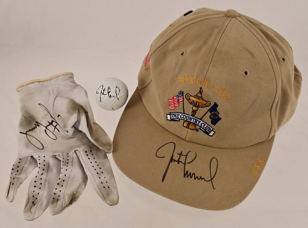Justin Leonard Signed Ryder Cup Hat, Ball & Glove (1 of 3)