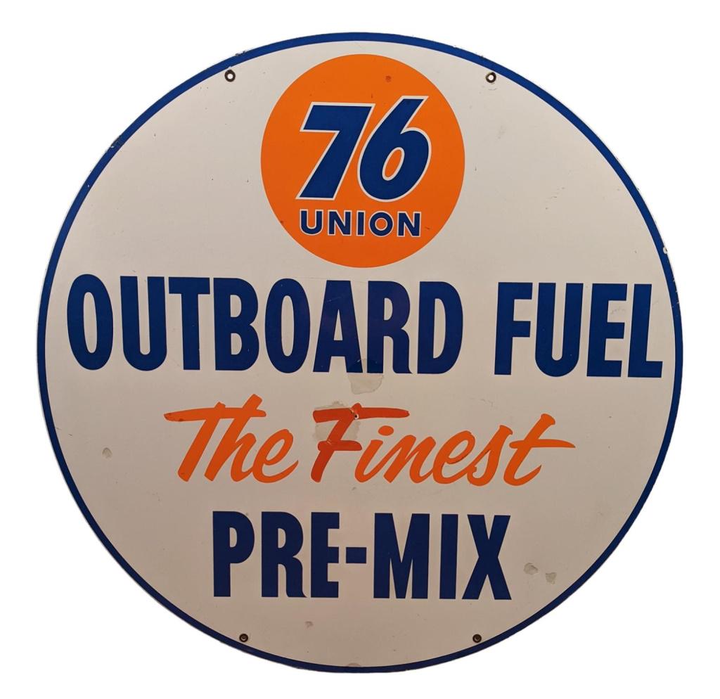 Union 76 Outboard Fuel Porcelain Gasoline Sign 42": Double sided. 42" Diameter