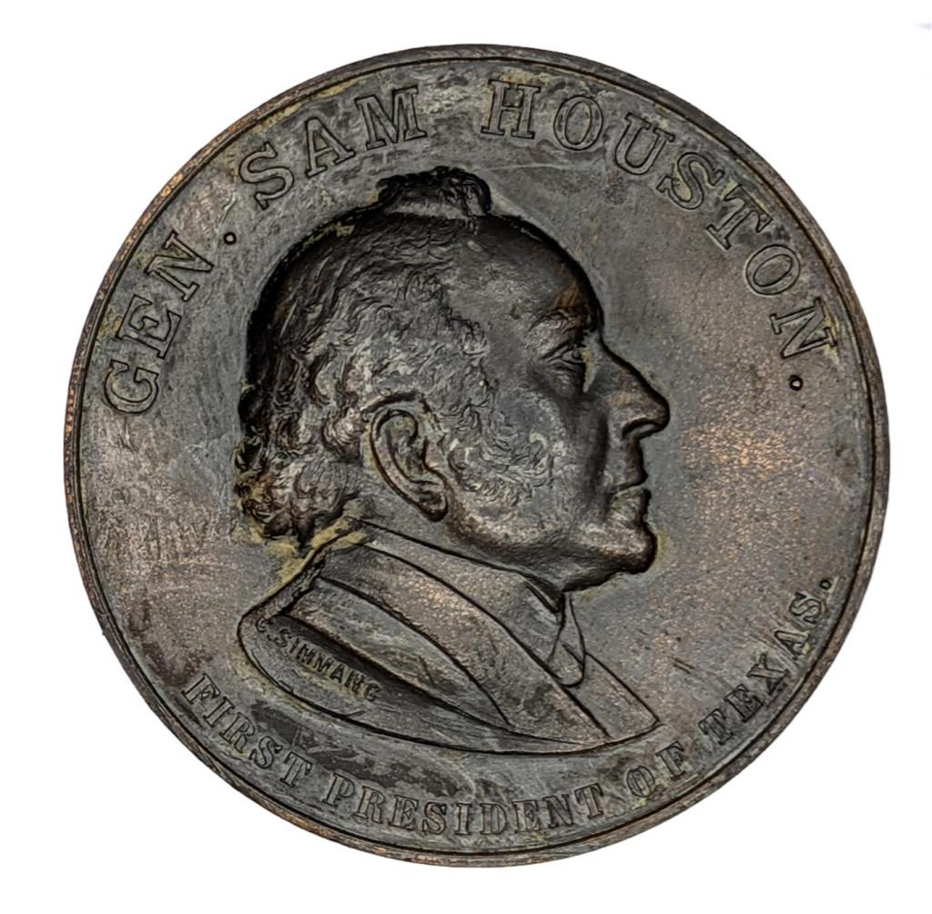 Sam Houston Bronze Texas Centennial Medal 1936: Round 2 1/2 inches. Alamo-Goliad-San Jacinto.