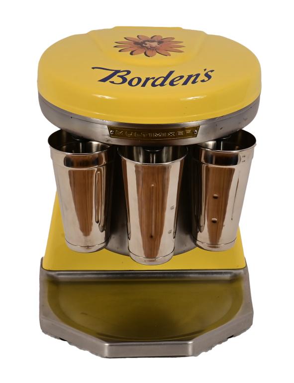 Borden's Advertising Soda Fountain Malt Mixer: 5-head malt mixer in excellent restored condition. 14" W x 11" x 18" H.