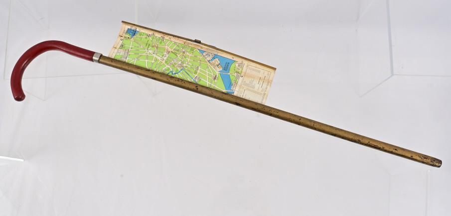 Vintage Metal Cane With Pull Out Map of New York: With Pull Out Map of New York City