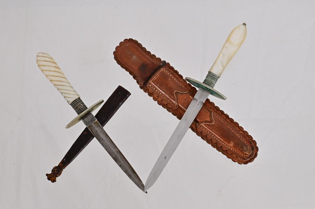 2 Antique Mother of Pearl Handled Daggers: 2 Antique Mother of Pearl Handled Daggers